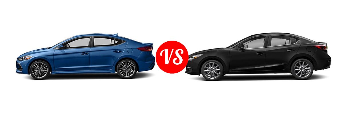 2018 Hyundai Elantra Sedan Sport vs. 2018 Mazda 3 Sedan Grand Touring - Side Comparison