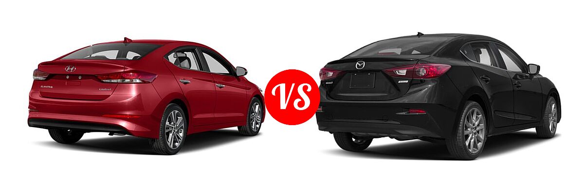 2018 Hyundai Elantra Sedan Limited vs. 2018 Mazda 3 Sedan Touring - Rear Right Comparison