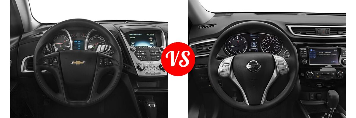2016 Chevrolet Equinox SUV L / LS vs. 2016 Nissan Rogue SUV S / SV - Dashboard Comparison