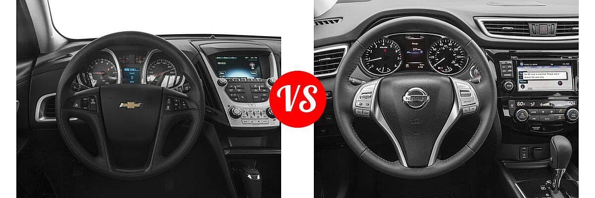 2016 Chevrolet Equinox SUV L / LS vs. 2016 Nissan Rogue SUV SL - Dashboard Comparison