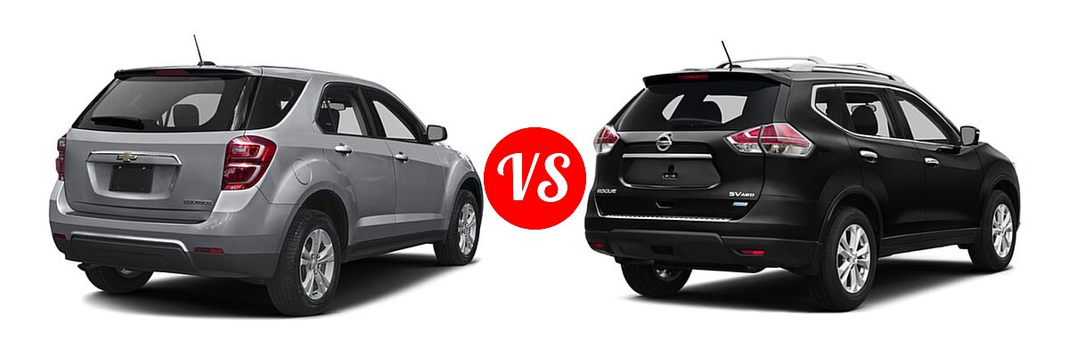 2016 Chevrolet Equinox SUV L / LS vs. 2016 Nissan Rogue SUV S / SV - Rear Right Comparison
