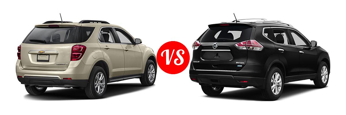 2016 Chevrolet Equinox SUV LT vs. 2016 Nissan Rogue SUV S / SV - Rear Right Comparison