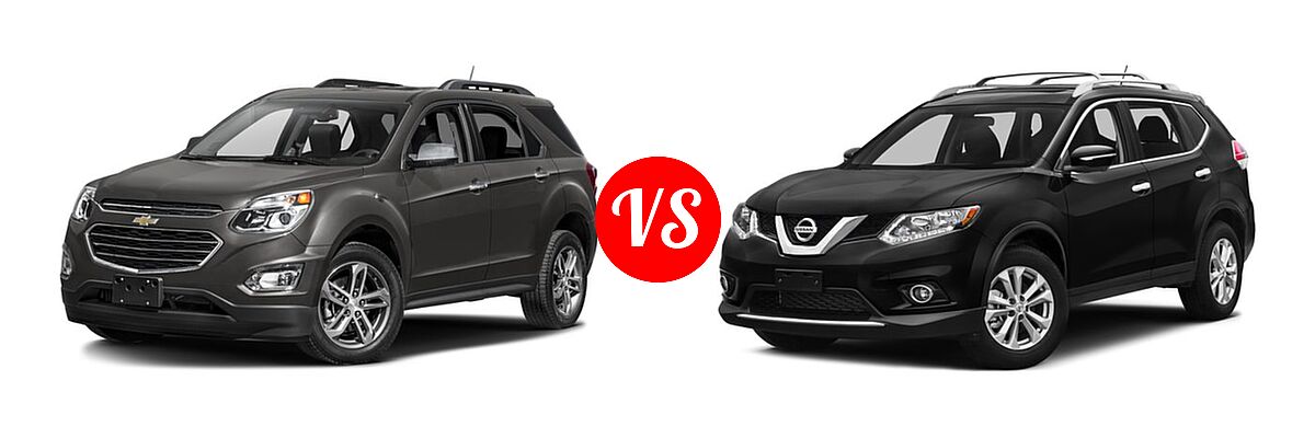 2016 Chevrolet Equinox SUV LTZ vs. 2016 Nissan Rogue SUV S / SV - Front Left Comparison
