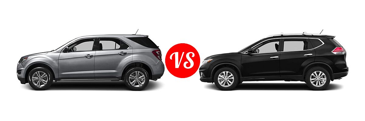 2016 Chevrolet Equinox SUV L / LS vs. 2016 Nissan Rogue SUV S / SV - Side Comparison