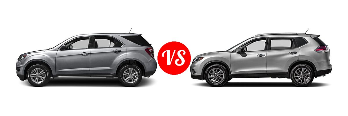 2016 Chevrolet Equinox SUV L / LS vs. 2016 Nissan Rogue SUV SL - Side Comparison