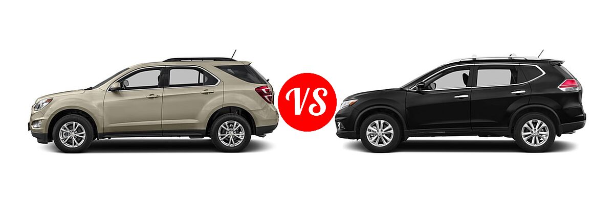 2016 Chevrolet Equinox SUV LT vs. 2016 Nissan Rogue SUV S / SV - Side Comparison