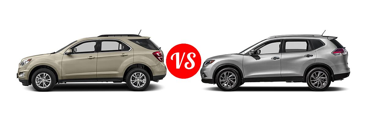 2016 Chevrolet Equinox SUV LT vs. 2016 Nissan Rogue SUV SL - Side Comparison