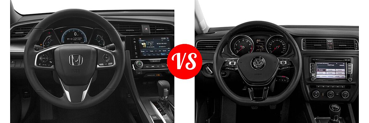 2016 Honda Civic Sedan EX-L vs. 2016 Volkswagen Jetta Sedan 1.4T S / 1.4T S w/Technology / 1.4T SE / 1.4T SE w/Connectivity / 1.8T SEL / 1.8T SEL Premium / 1.8T Sport - Dashboard Comparison