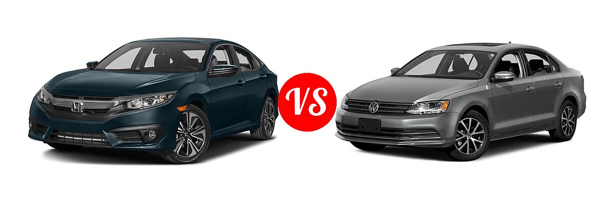 2016 Honda Civic Sedan EX-L vs. 2016 Volkswagen Jetta Sedan 1.4T S / 1.4T S w/Technology / 1.4T SE / 1.4T SE w/Connectivity / 1.8T SEL / 1.8T SEL Premium / 1.8T Sport - Front Left Comparison