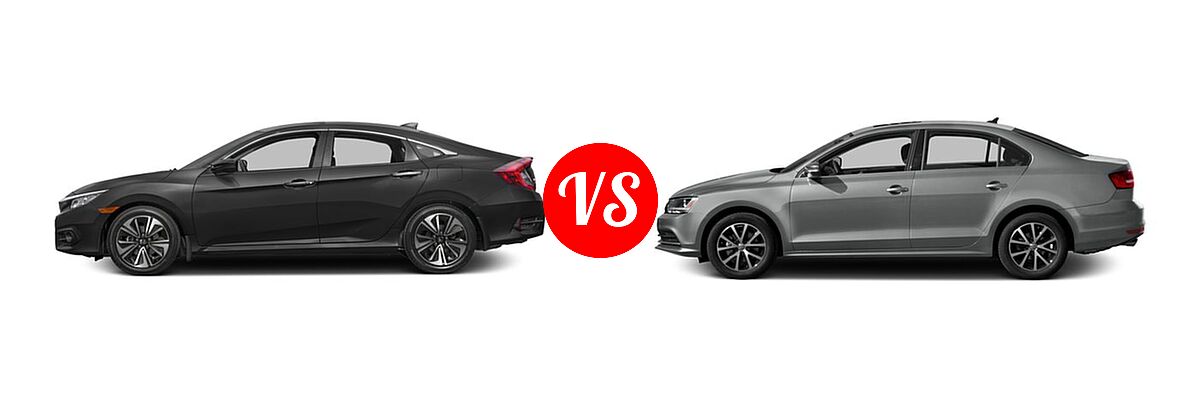 2016 Honda Civic Sedan EX-T vs. 2016 Volkswagen Jetta Sedan 1.4T S / 1.4T S w/Technology / 1.4T SE / 1.4T SE w/Connectivity / 1.8T SEL / 1.8T SEL Premium / 1.8T Sport - Side Comparison
