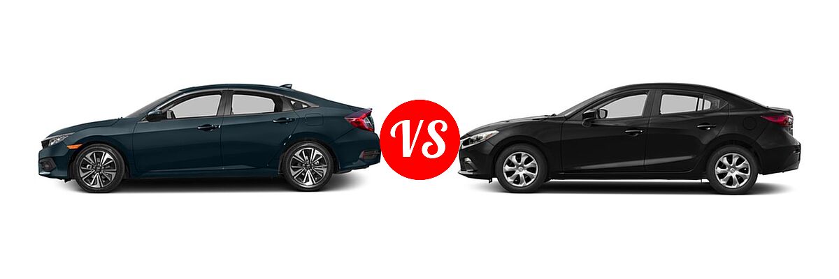 2016 Honda Civic Sedan EX-L vs. 2016 Mazda 3 Sedan i Sport - Side Comparison