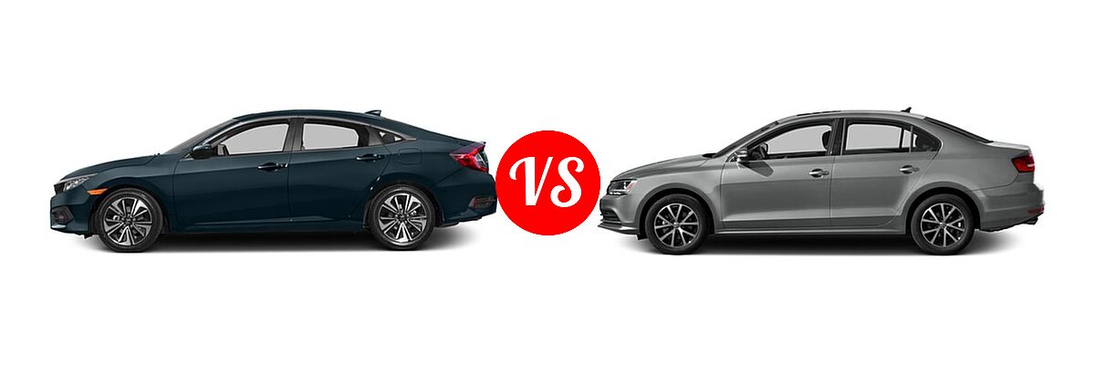 2016 Honda Civic Sedan EX-L vs. 2016 Volkswagen Jetta Sedan 1.4T S / 1.4T S w/Technology / 1.4T SE / 1.4T SE w/Connectivity / 1.8T SEL / 1.8T SEL Premium / 1.8T Sport - Side Comparison