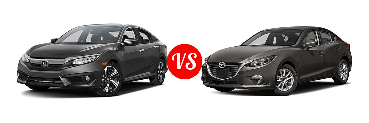 2016 Honda Civic Sedan Touring vs. 2016 Mazda 3 Sedan i Touring - Front Left Comparison