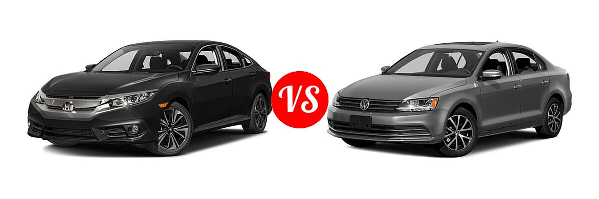 2016 Honda Civic Sedan EX-L vs. 2016 Volkswagen Jetta Sedan 1.4T S / 1.4T S w/Technology / 1.4T SE / 1.4T SE w/Connectivity / 1.8T SEL / 1.8T SEL Premium / 1.8T Sport - Front Left Comparison