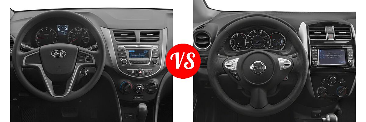 2017 Hyundai Accent Hatchback SE vs. 2017 Nissan Versa Note Hatchback SR - Dashboard Comparison