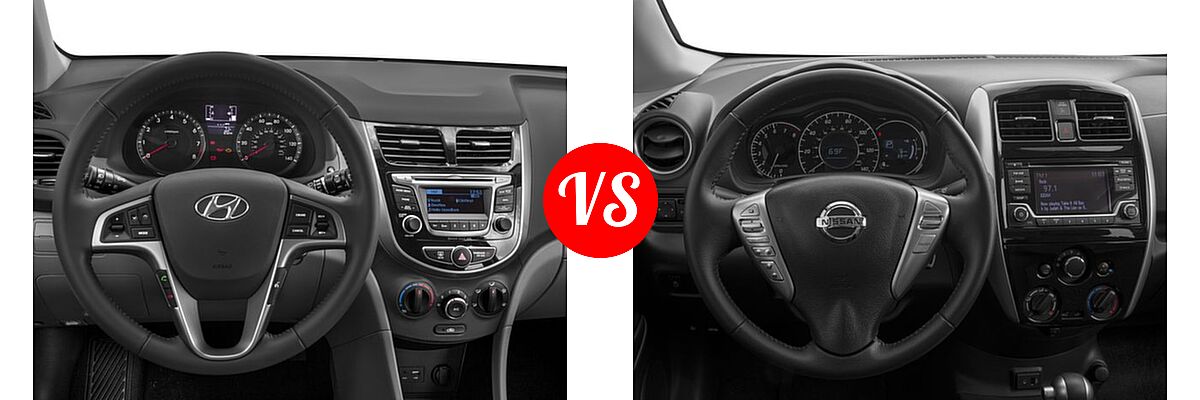 2017 Hyundai Accent Hatchback Sport vs. 2017 Nissan Versa Note Hatchback S Plus / SV - Dashboard Comparison