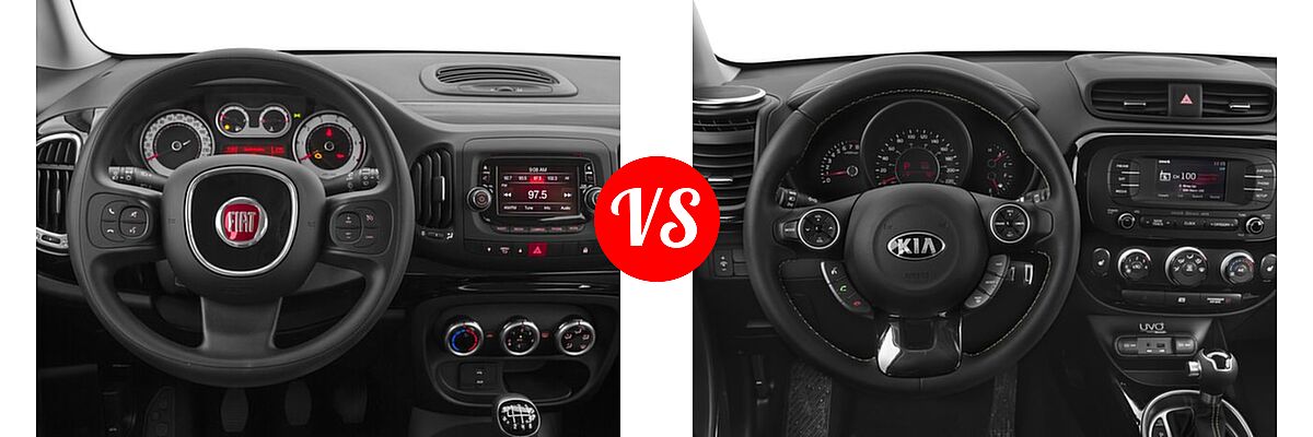 2016 FIAT 500L Wagon Easy / Lounge / Pop vs. 2016 Kia Soul Wagon ! / + - Dashboard Comparison