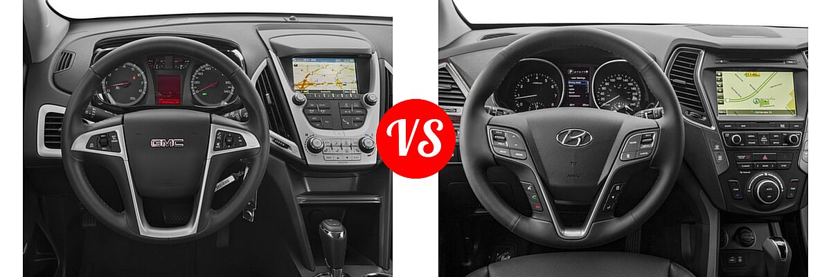 2017 GMC Terrain SUV SL / SLT vs. 2017 Hyundai Santa Fe Sport SUV 2.0T Ultimate - Dashboard Comparison