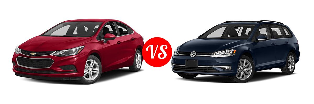 2018 Chevrolet Cruze Hatchback Diesel LT vs. 2018 Volkswagen Golf SportWagen Hatchback S / SE / SEL - Front Left Comparison