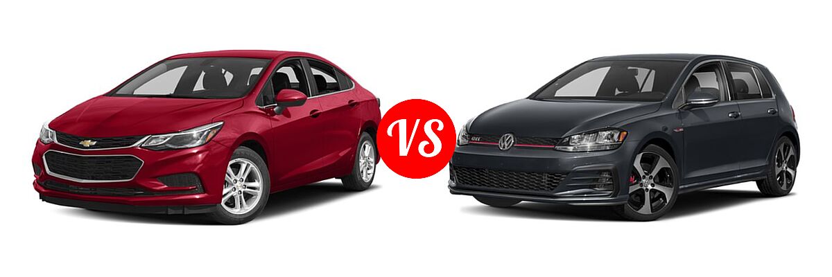 2018 Chevrolet Cruze Hatchback Diesel LT vs. 2018 Volkswagen Golf GTI Hatchback Autobahn / S / SE - Front Left Comparison