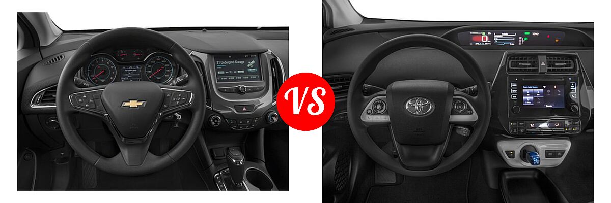 2018 Chevrolet Cruze Hatchback Diesel LT vs. 2018 Toyota Prius Hatchback Four / One / Three / Two - Dashboard Comparison