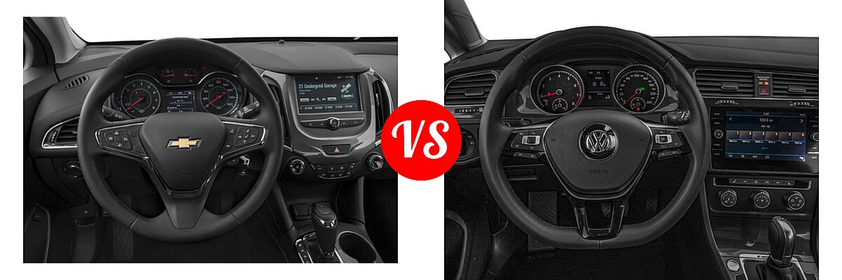 2018 Chevrolet Cruze Hatchback Diesel LT vs. 2018 Volkswagen Golf SportWagen Hatchback S / SE / SEL - Dashboard Comparison