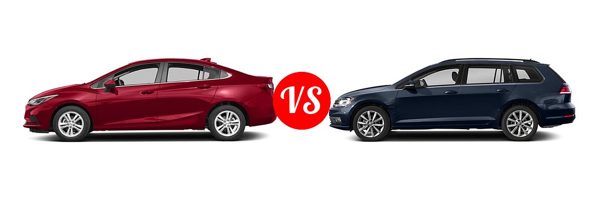 2018 Chevrolet Cruze Hatchback Diesel LT vs. 2018 Volkswagen Golf SportWagen Hatchback S / SE / SEL - Side Comparison