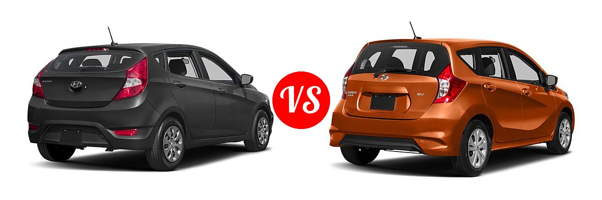 2017 Hyundai Accent Hatchback SE vs. 2017 Nissan Versa Note Hatchback S Plus / SV - Rear Right Comparison