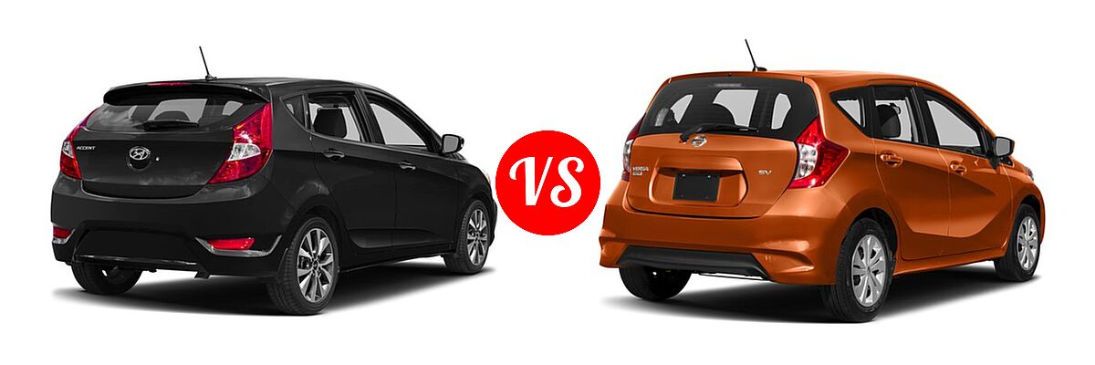 2017 Hyundai Accent Hatchback Sport vs. 2017 Nissan Versa Note Hatchback S Plus / SV - Rear Right Comparison