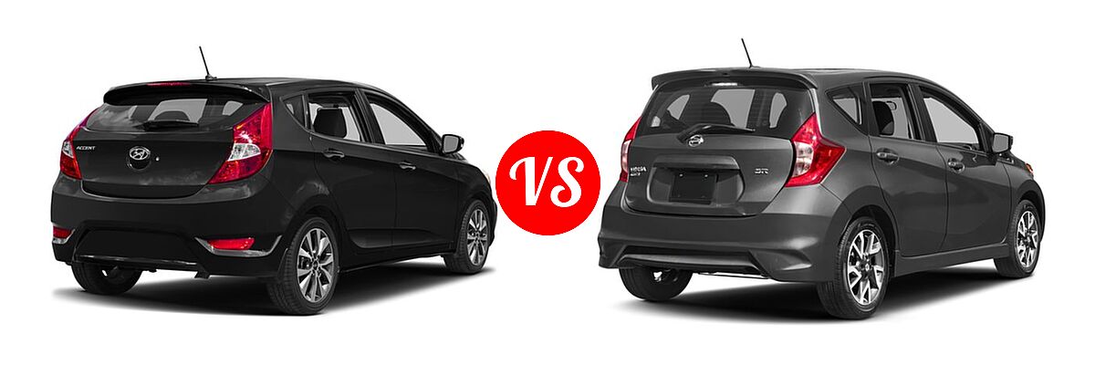 2017 Hyundai Accent Hatchback Sport vs. 2017 Nissan Versa Note Hatchback SR - Rear Right Comparison