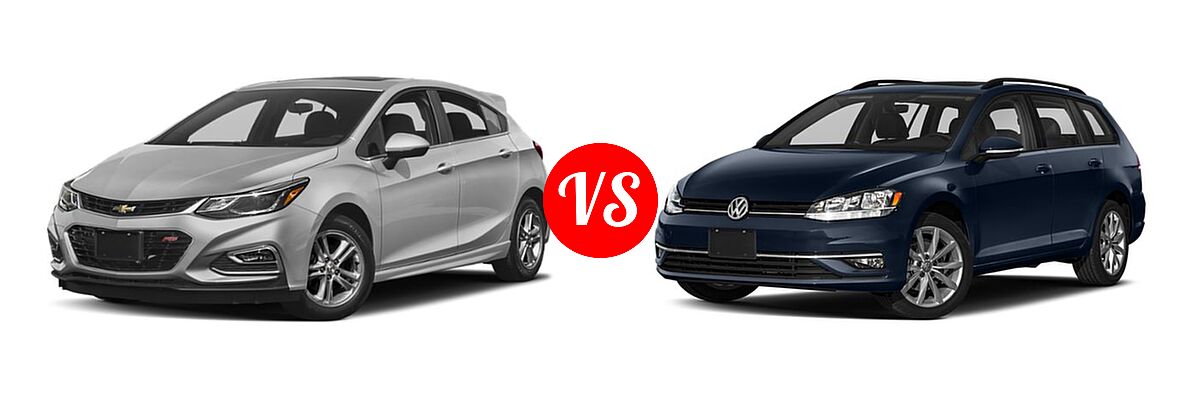 2018 Chevrolet Cruze Hatchback Diesel LT vs. 2018 Volkswagen Golf SportWagen Hatchback S / SE / SEL - Front Left Comparison