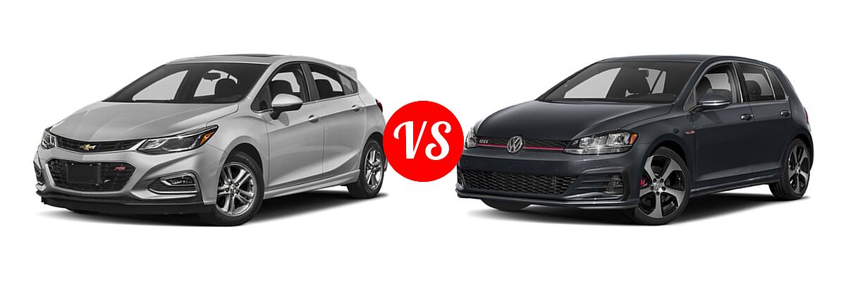 2018 Chevrolet Cruze Hatchback Diesel LT vs. 2018 Volkswagen Golf GTI Hatchback Autobahn / S / SE - Front Left Comparison