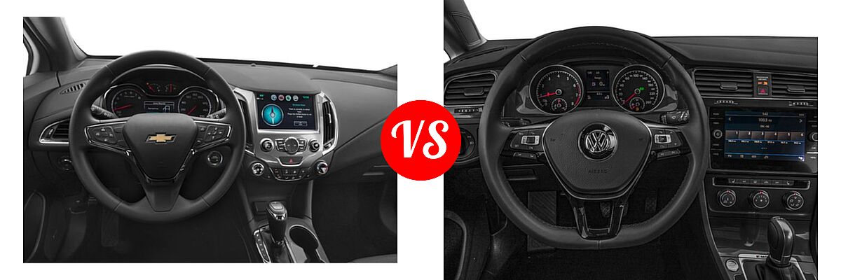 2018 Chevrolet Cruze Hatchback Diesel LT vs. 2018 Volkswagen Golf SportWagen Hatchback S / SE / SEL - Dashboard Comparison