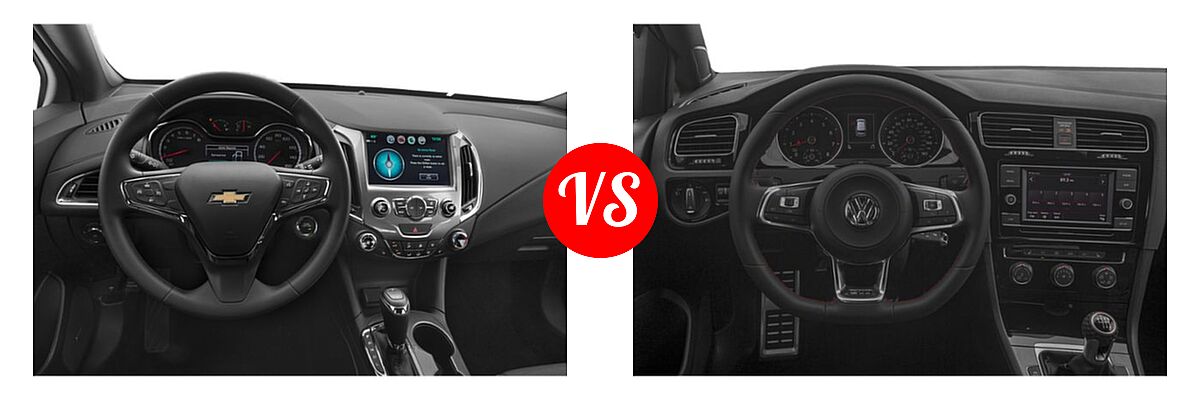 2018 Chevrolet Cruze Hatchback Diesel LT vs. 2018 Volkswagen Golf GTI Hatchback Autobahn / S / SE - Dashboard Comparison