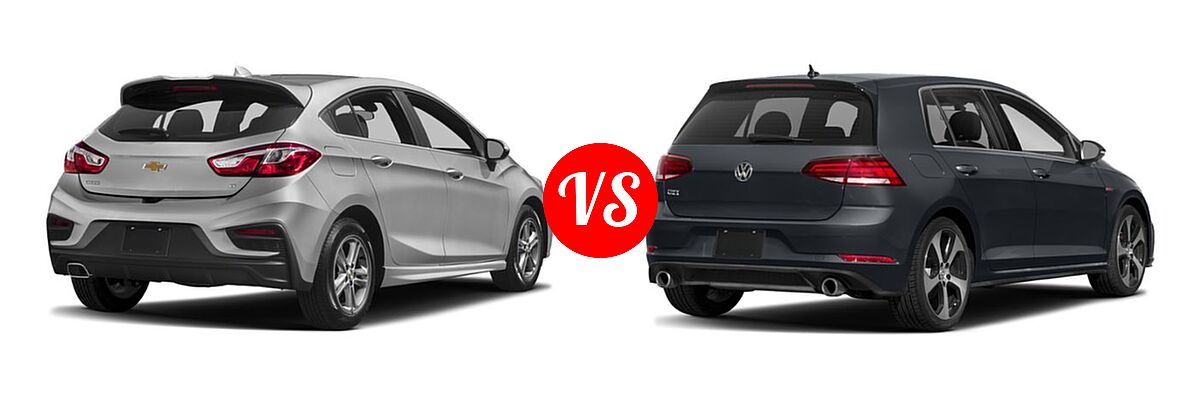 2018 Chevrolet Cruze Hatchback Diesel LT vs. 2018 Volkswagen Golf GTI Hatchback Autobahn / S / SE - Rear Right Comparison
