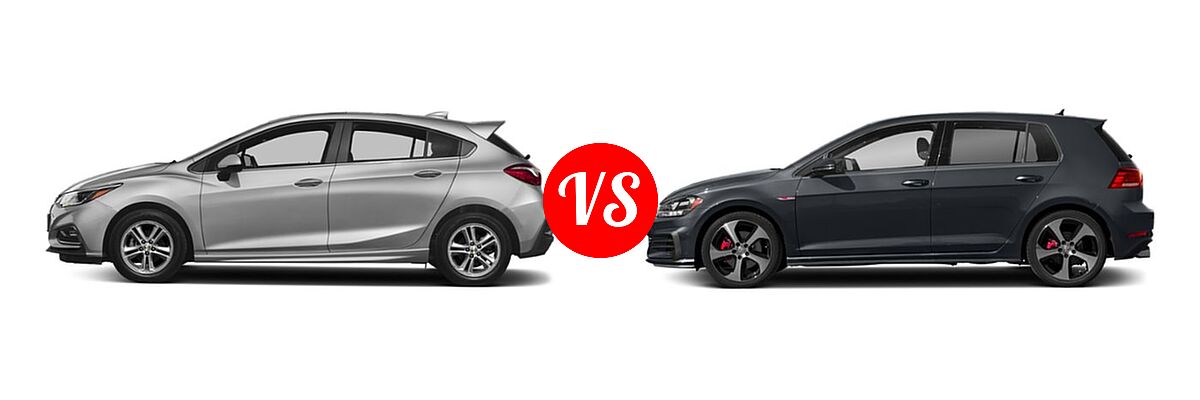 2018 Chevrolet Cruze Hatchback Diesel LT vs. 2018 Volkswagen Golf GTI Hatchback Autobahn / S / SE - Side Comparison