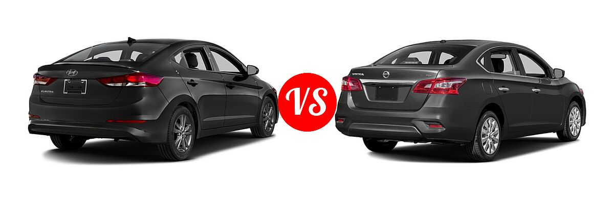 2017 Hyundai Elantra Sedan SE / Value Edition vs. 2017 Nissan Sentra Sedan S / SV - Rear Right Comparison
