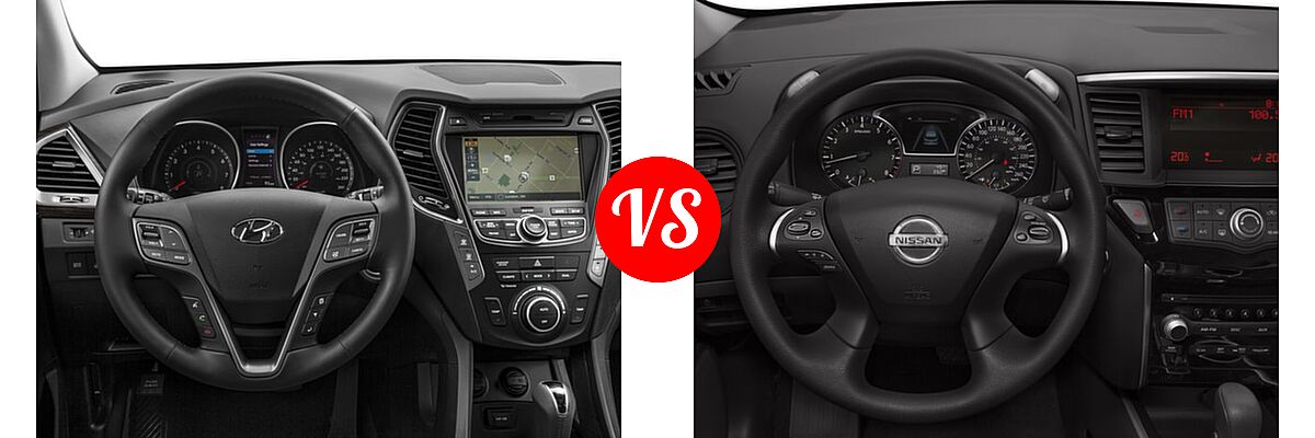 2016 Hyundai Santa Fe SUV Limited vs. 2016 Nissan Pathfinder SUV S / SV - Dashboard Comparison