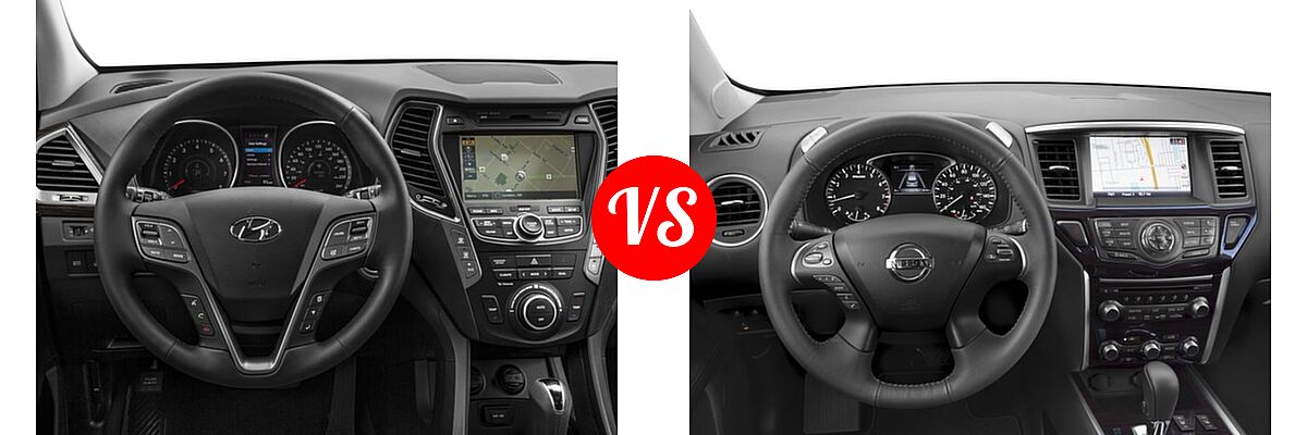 2016 Hyundai Santa Fe SUV Limited vs. 2016 Nissan Pathfinder SUV Platinum / SL - Dashboard Comparison