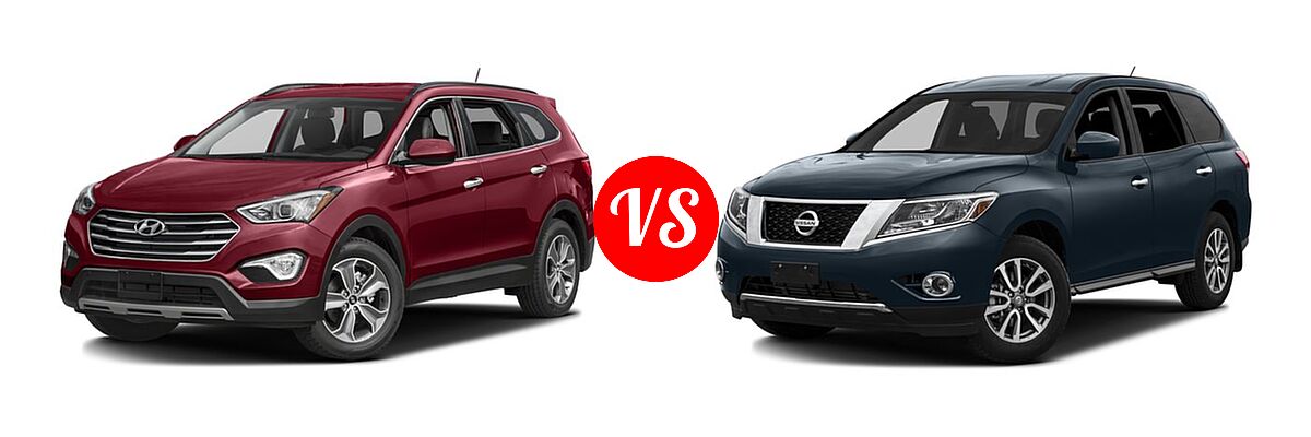2016 Hyundai Santa Fe SUV SE vs. 2016 Nissan Pathfinder SUV S / SV - Front Left Comparison