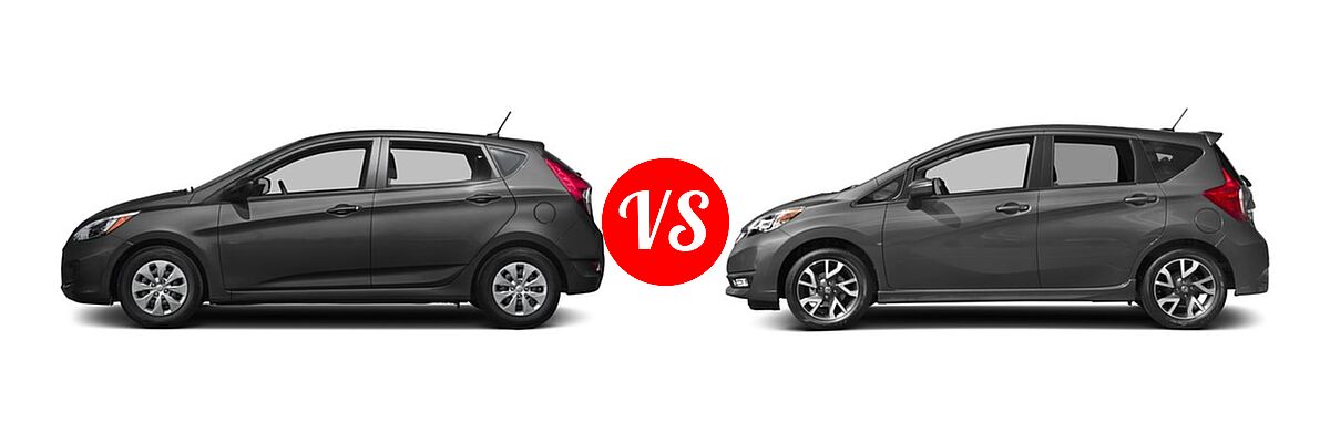 2017 Hyundai Accent Hatchback SE vs. 2017 Nissan Versa Note Hatchback SR - Side Comparison