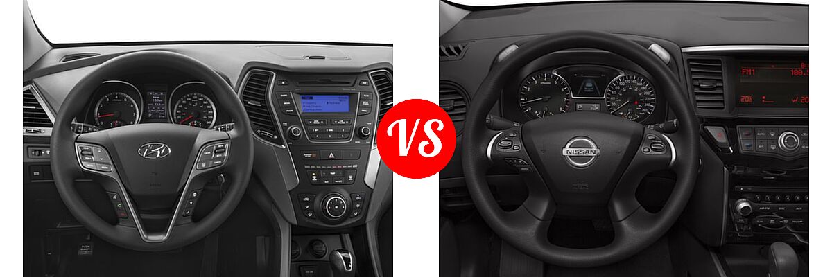 2016 Hyundai Santa Fe SUV SE vs. 2016 Nissan Pathfinder SUV S / SV - Dashboard Comparison