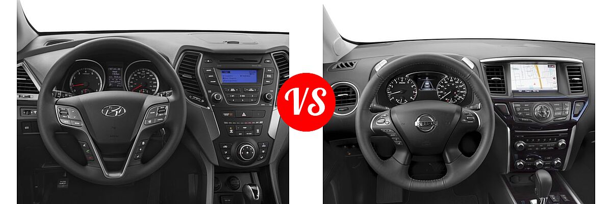2016 Hyundai Santa Fe SUV SE vs. 2016 Nissan Pathfinder SUV Platinum / SL - Dashboard Comparison