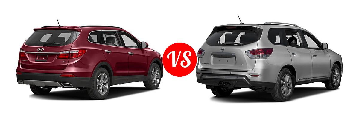 2016 Hyundai Santa Fe SUV SE vs. 2016 Nissan Pathfinder SUV Platinum / SL - Rear Right Comparison