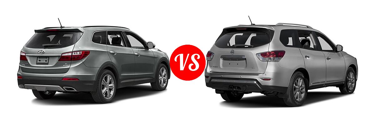 2016 Hyundai Santa Fe SUV Limited vs. 2016 Nissan Pathfinder SUV Platinum / SL - Rear Right Comparison