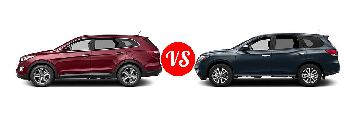 2016 Hyundai Santa Fe SUV SE vs. 2016 Nissan Pathfinder SUV S / SV - Side Comparison