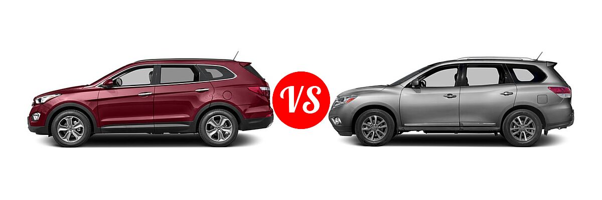 2016 Hyundai Santa Fe SUV SE vs. 2016 Nissan Pathfinder SUV Platinum / SL - Side Comparison