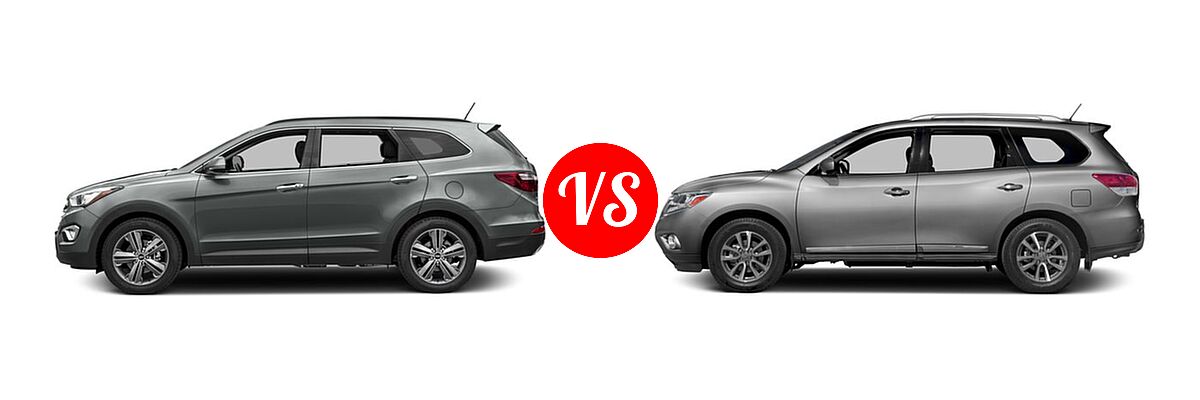 2016 Hyundai Santa Fe SUV Limited vs. 2016 Nissan Pathfinder SUV Platinum / SL - Side Comparison