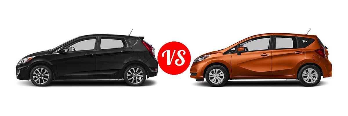 2017 Hyundai Accent Hatchback Sport vs. 2017 Nissan Versa Note Hatchback S Plus / SV - Side Comparison