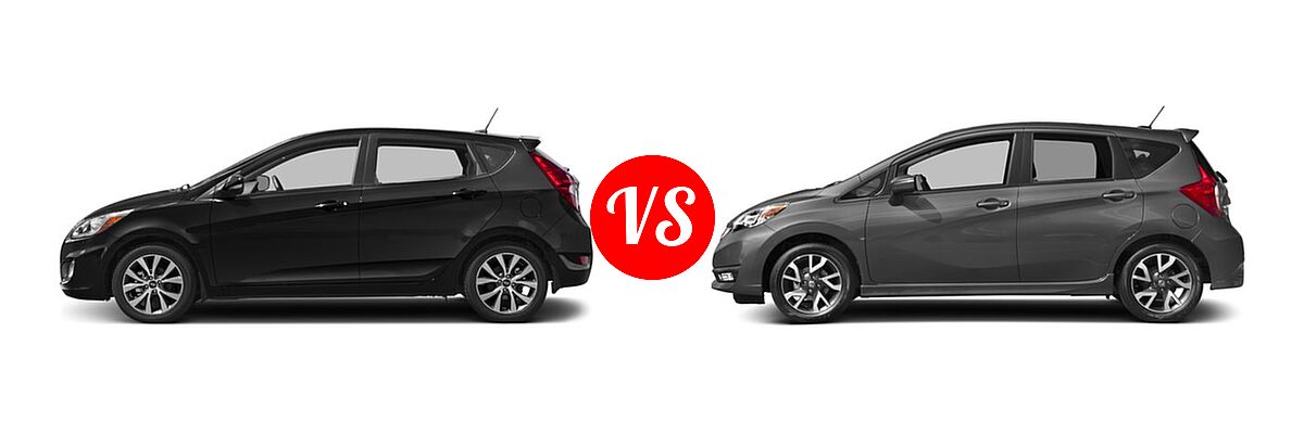 2017 Hyundai Accent Hatchback Sport vs. 2017 Nissan Versa Note Hatchback SR - Side Comparison